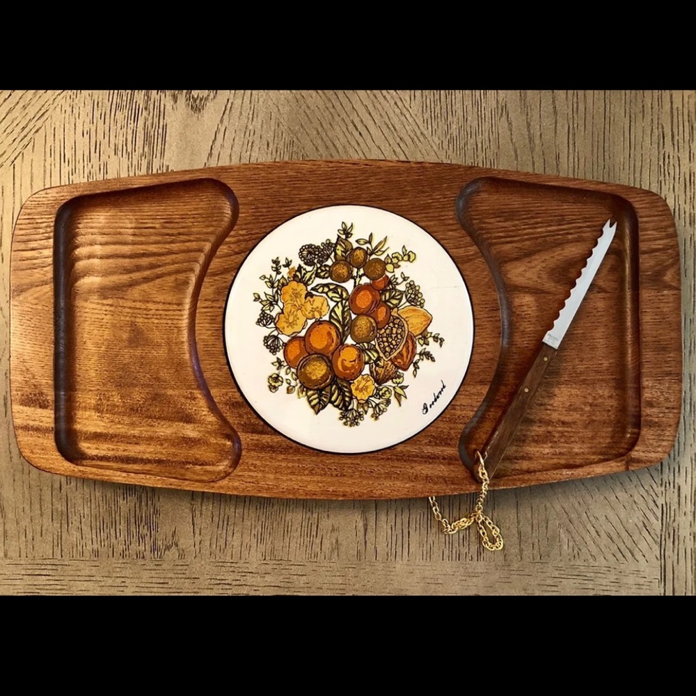 NWOT Vintage MCM Goodwood Teak Wood cheese tray